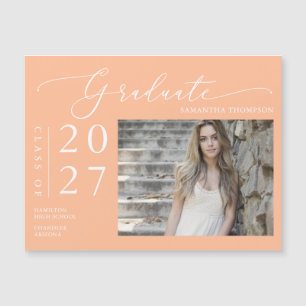 Peach Script High School Graduate Photo Magnet