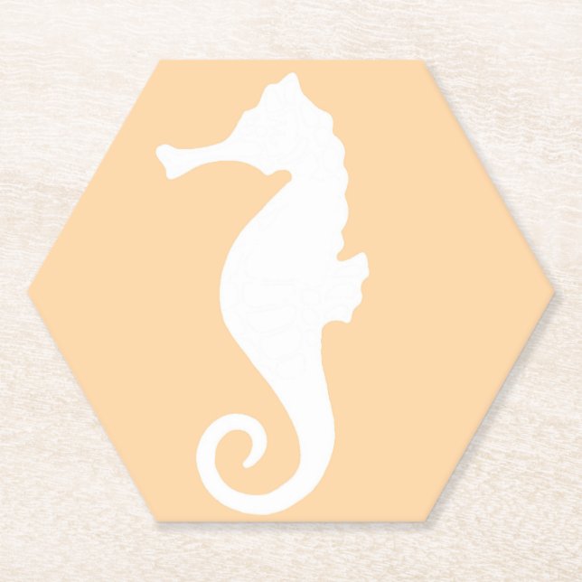 Peach Seepferd Paper Untersetzer (Vorderseite)