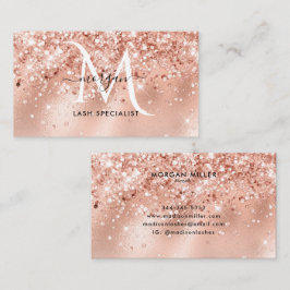 Peach Shimmer Glitzer Rose Gold Monogram Visitenkarte