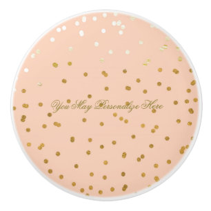 Peach Shiny Gold Imitate Foil Confetti Dots Glam Keramikknauf
