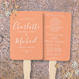 Peach Signature Script Wedding Program Fächer
