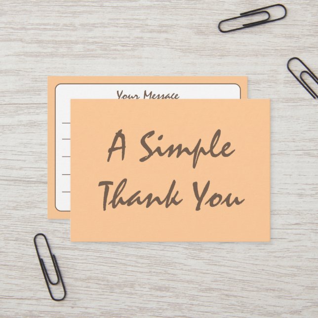 Peach Simple Script Vielen Dank Visitenkarte (Vorderseite/Rückseite Beispiel)
