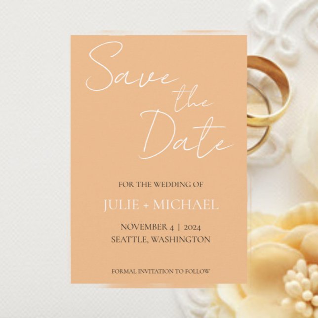 Peach Simple Style Wedding Save The Date (In Situ Wedding)