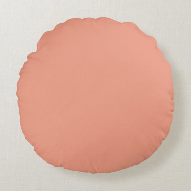 Peach Solid, simple, modern Rundes Kissen (Vorderseite)