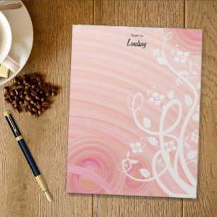 Peach Spirals, Filigree floral Art Custom Notizblock