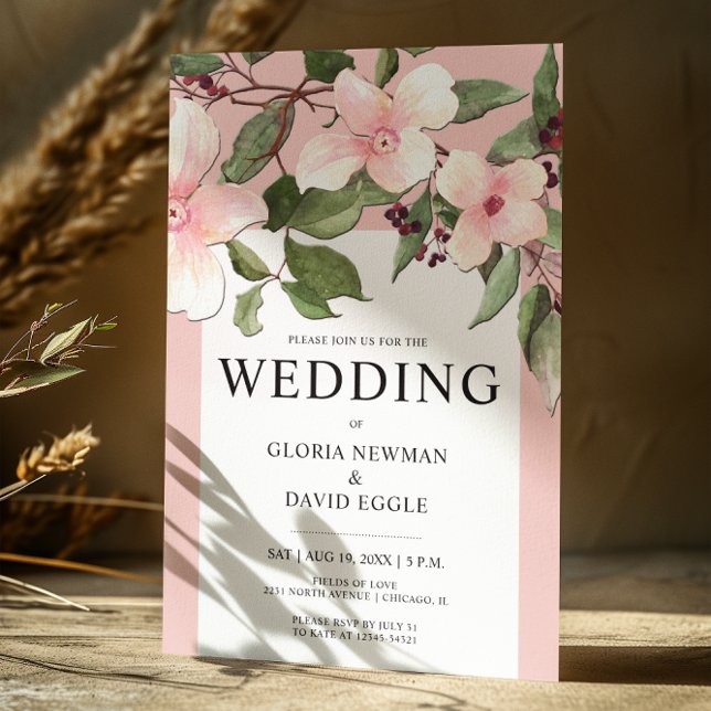 Peach Spring Blumenfallen Einladung Hochzeit (Von Creator hochgeladen)