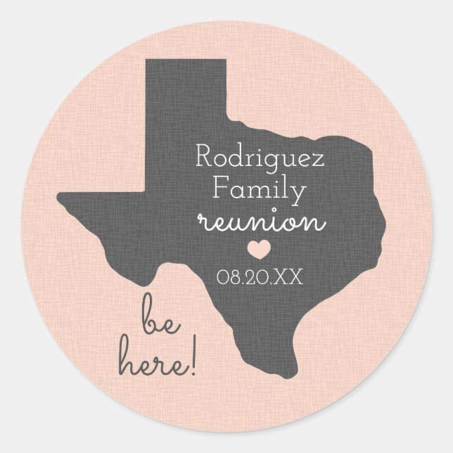 Peach Staat der Texas Family Wiedersehen Runder Aufkleber (Vorderseite)