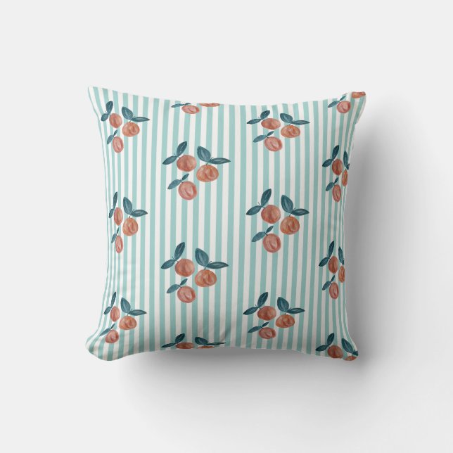 Peach Stripe Bauernhof Wurfkissen Kissen (Vorderseite)
