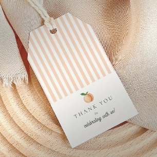 Peach Stripes Babydusche Geschenkanhänger