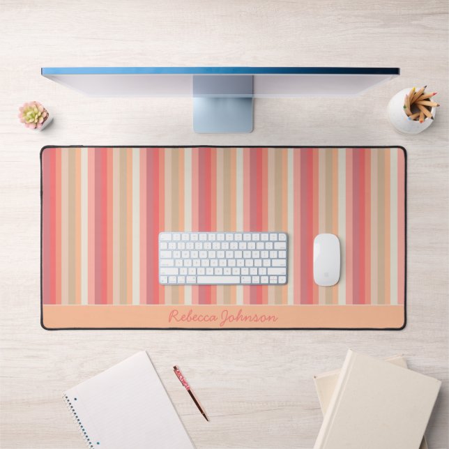 Peach Stripes Trendy Chic Schreibtischunterlage (Büro 1)