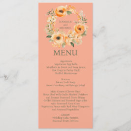 Peach Summer Dinner oder Mittagsmenü Hochzeitmenü Menükarte