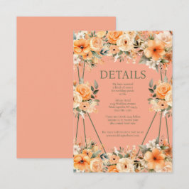 Peach Summer Wedding Details Eintrittskarte Begleitkarte
