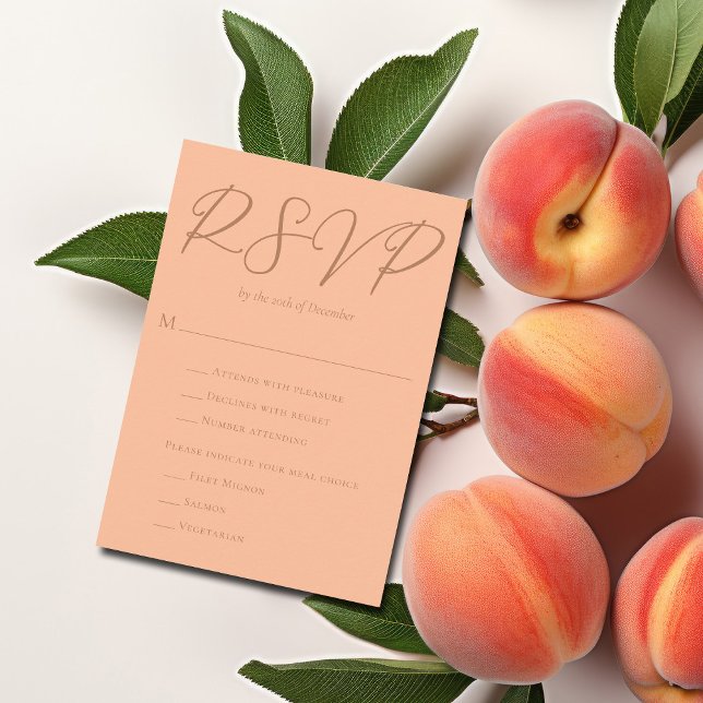 Peach Summer Wedding w Meal Choice Trendy UAWG RSVP Karte (Von Creator hochgeladen)