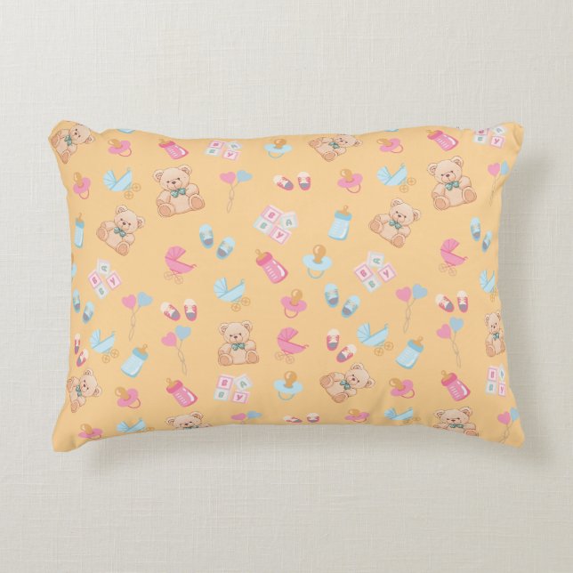 Peach teddy nursey pillow dekokissen (Vorderseite)