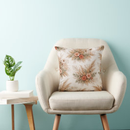 Peach Terracotta Boho Pampas Bouquet Kissen