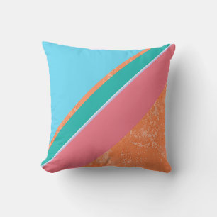 Peach Texture with Coral and Aquamarin Stripes Kissen