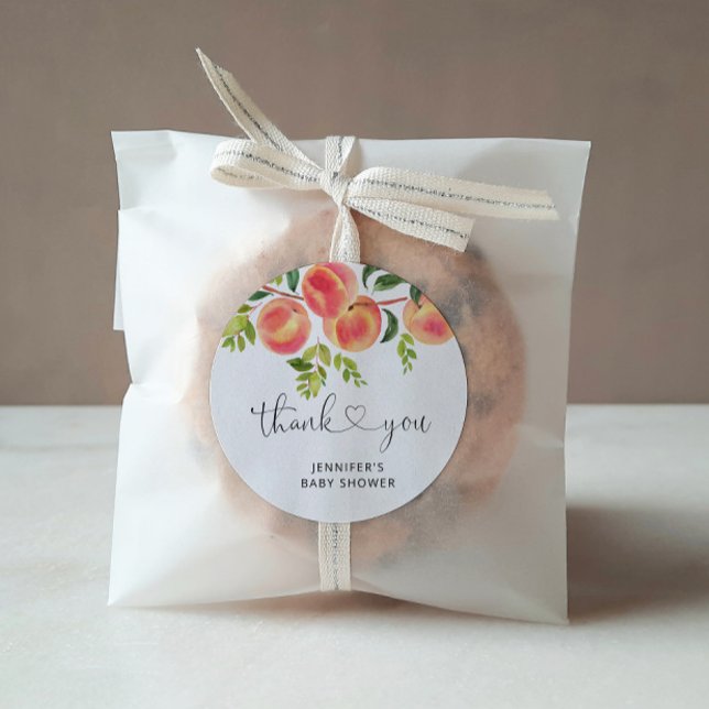 Peach Thank You Classic Round Sticker (Von Creator hochgeladen)