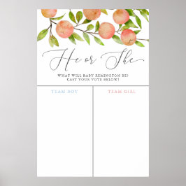 Peach Theme Gender Reveal Stimmabgabe Poster