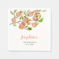 Peach Theme Girl Birthday Party Serviette