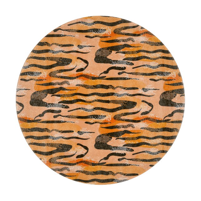 Peach Tiger Stripe Muster Schneidebrett (Vorderseite)