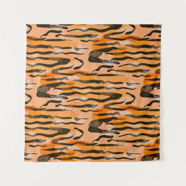 Peach Tiger Stripe Muster Wandteppich (Vorderseite)