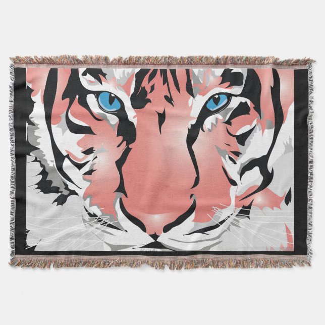 PEACH TIGER THROW BLANKET DECKE (Vorderseite)