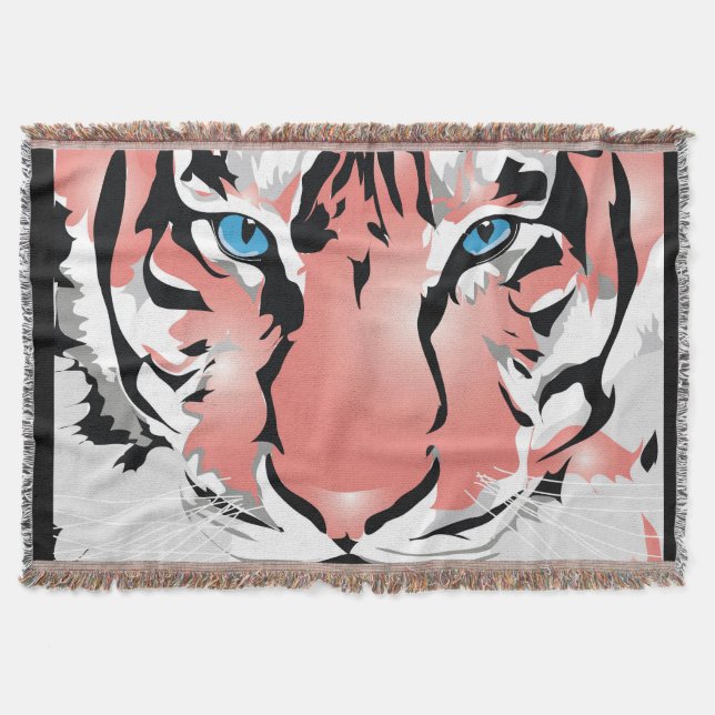 PEACH TIGER THROW BLANKET DECKE (Vorderseite)