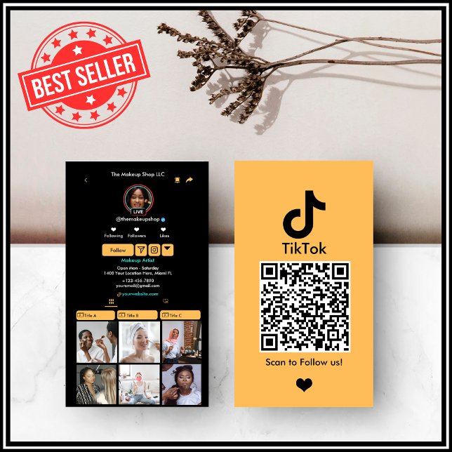 Peach TikTok Social Media QR Code Visitenkarte (Von Creator hochgeladen)