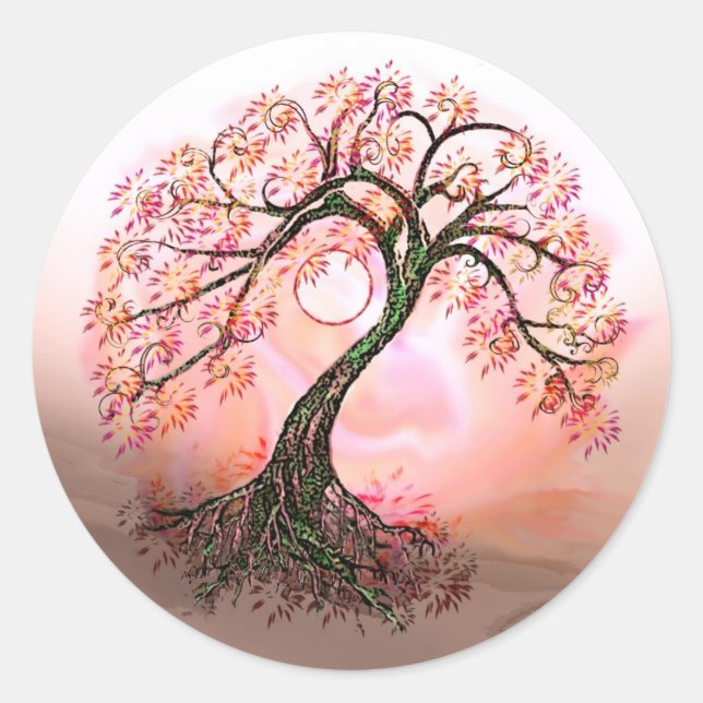 Peach Tree of Life Moon Aufkleber (Vorderseite)