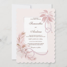Peach Tropical Theme Wedding Party Template Einladung
