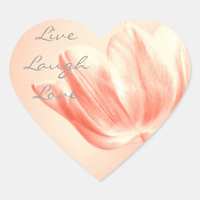 Peach Tulip Live, Lachen, Liebe Herz-Aufkleber (Vorderseite)