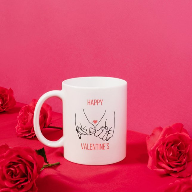 Peach und Black Ästhetik Happy Valentine Kaffeetasse (Von Creator hochgeladen)