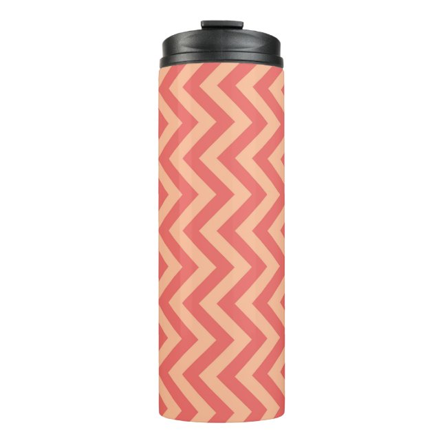 Peach und Cranberry Zickzack Thermosbecher (Vorderseite)