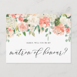 Peach und Elfenbeinerde Blume sind meine Ehrenmatr Postkarte