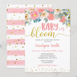 Peach und Gold Baby in Bloom Einladung