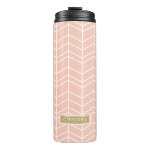 Peach und Gold Herringbone Thermosbecher