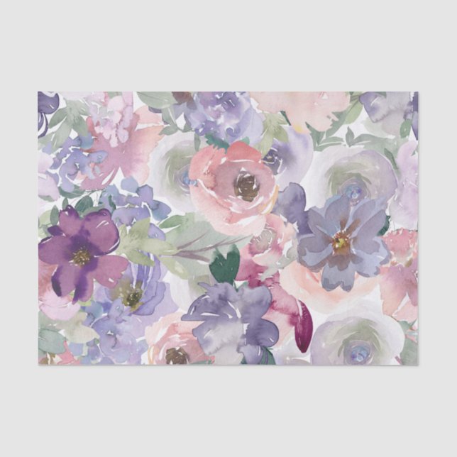 Peach und Lila Aquatercolor-Dekoupage Seidenpapier (Vorderseite)