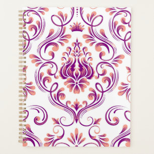 Peach und Lila Damask Blumenmuster Elegant Planer