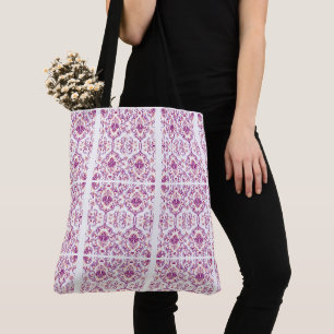 Peach und Lila Damask Floral Elegantes Muster Tasche