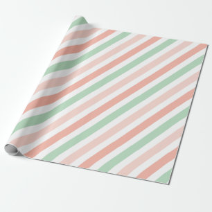 Peach und Moss Stripes Geschenkpapier