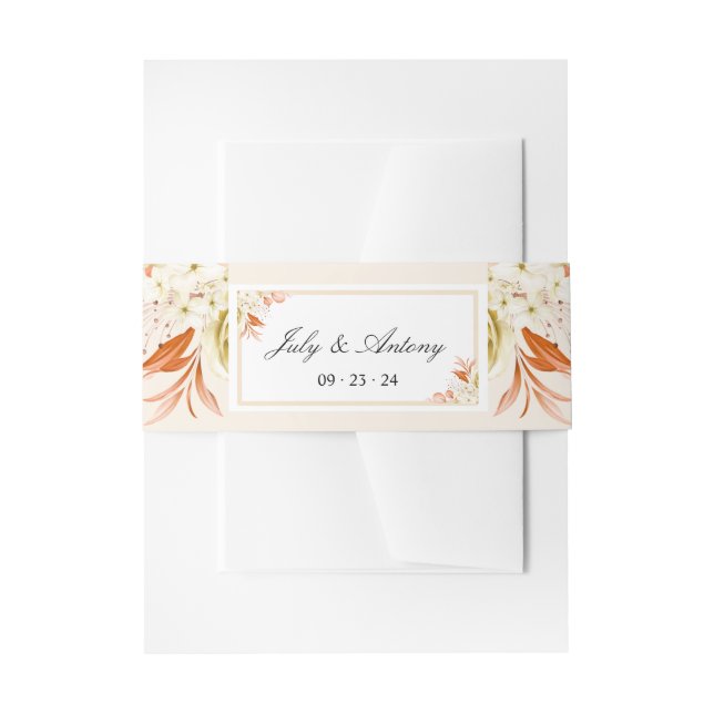 Peach und Orange Boho Trendy Hochzeit Einladungsbanderole (Vorderseite Beispiel)