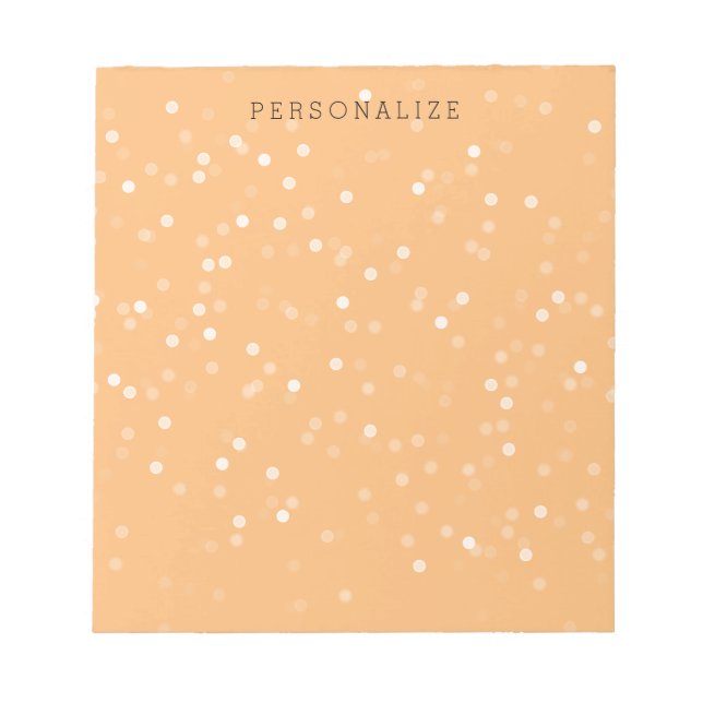 Peach und White Bokeh Confetti Notizblock (Vorderseite)