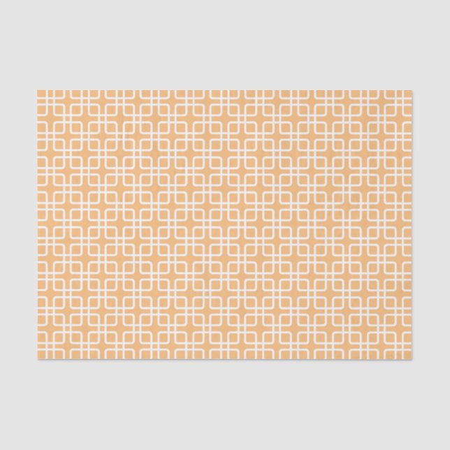 Peach und White Geometric Squares Seidenpapier (Vorderseite)