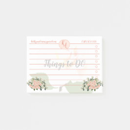 Peach und White Roses Dinge tun, um Post-It-Notes Post-it Klebezettel