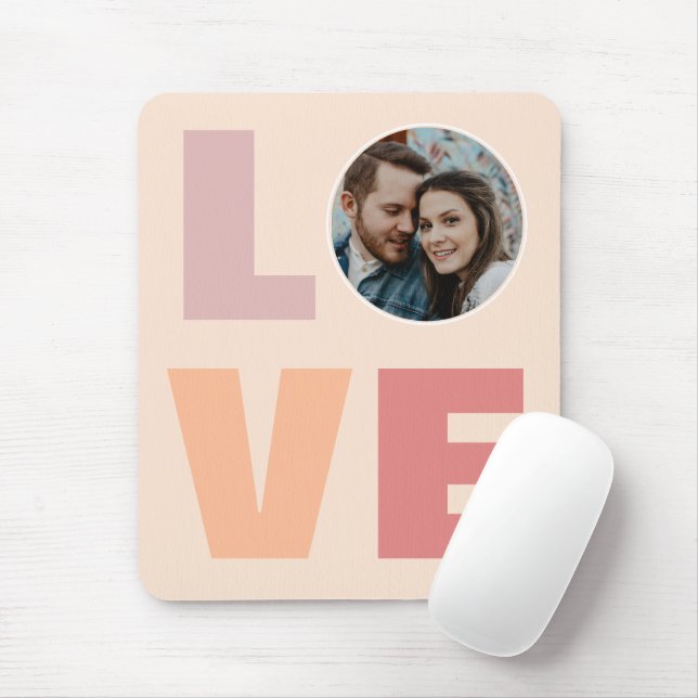 Peach Valentinstag Liebe Typografie Foto Mousepad (Mit Mouse)