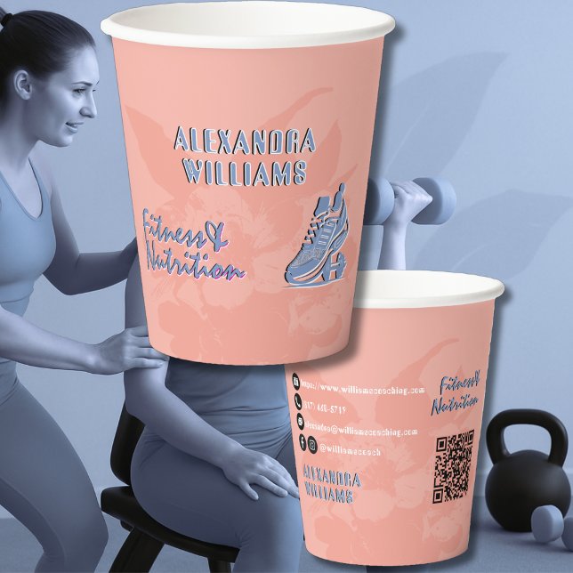 Peach verbleites Blau Geblüht Fitness & Ernährung Pappbecher (Von Creator hochgeladen)