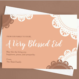 Peach Verziert Floral Eid Al Fitr Postkarte