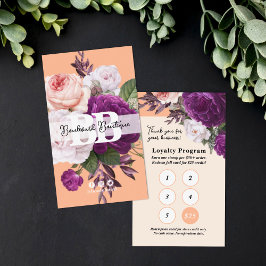 Peach Vintag Floral Service Loyalität 5-Briefmarke Visitenkarte