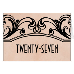 Peach Vintag Wirbel Tischnummer Card