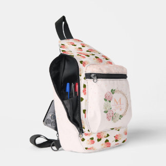 Peach Vintage Garden Blossoms Crossbody Bag